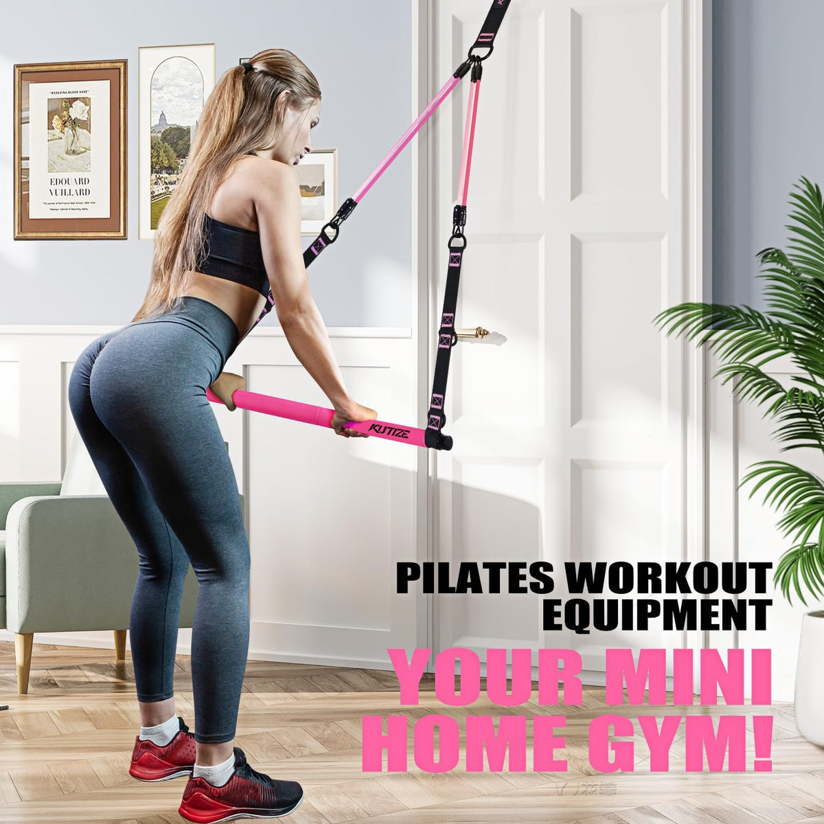 Pilates Bar Kit with Resistance Bands, Full-Body Home Workout