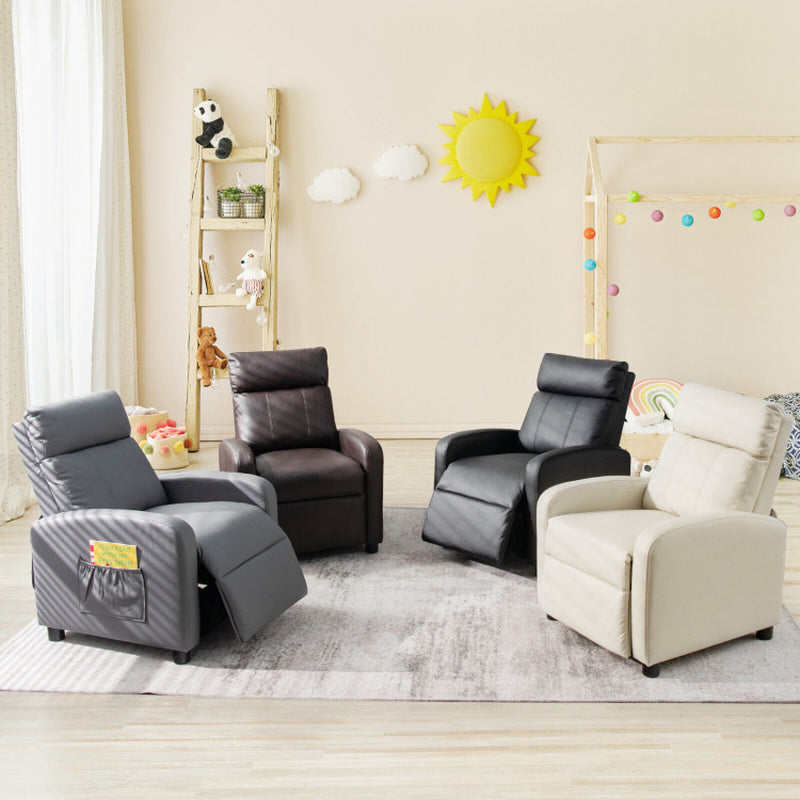 Ergonomic PU Leather Kids Recliner Sofa - Perfect Lounge Chair for Ages 3-12!