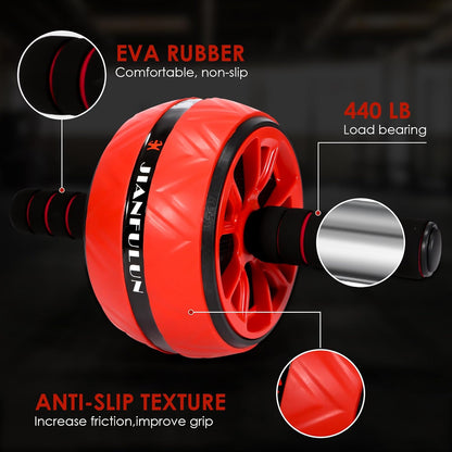 Ab Roller Wheel with Knee Pad and 2 Grip Strength Trainers