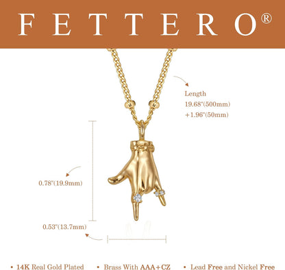 Dainty Gold Sign-Language Hand Pendant Necklace, 14K Gold Plated