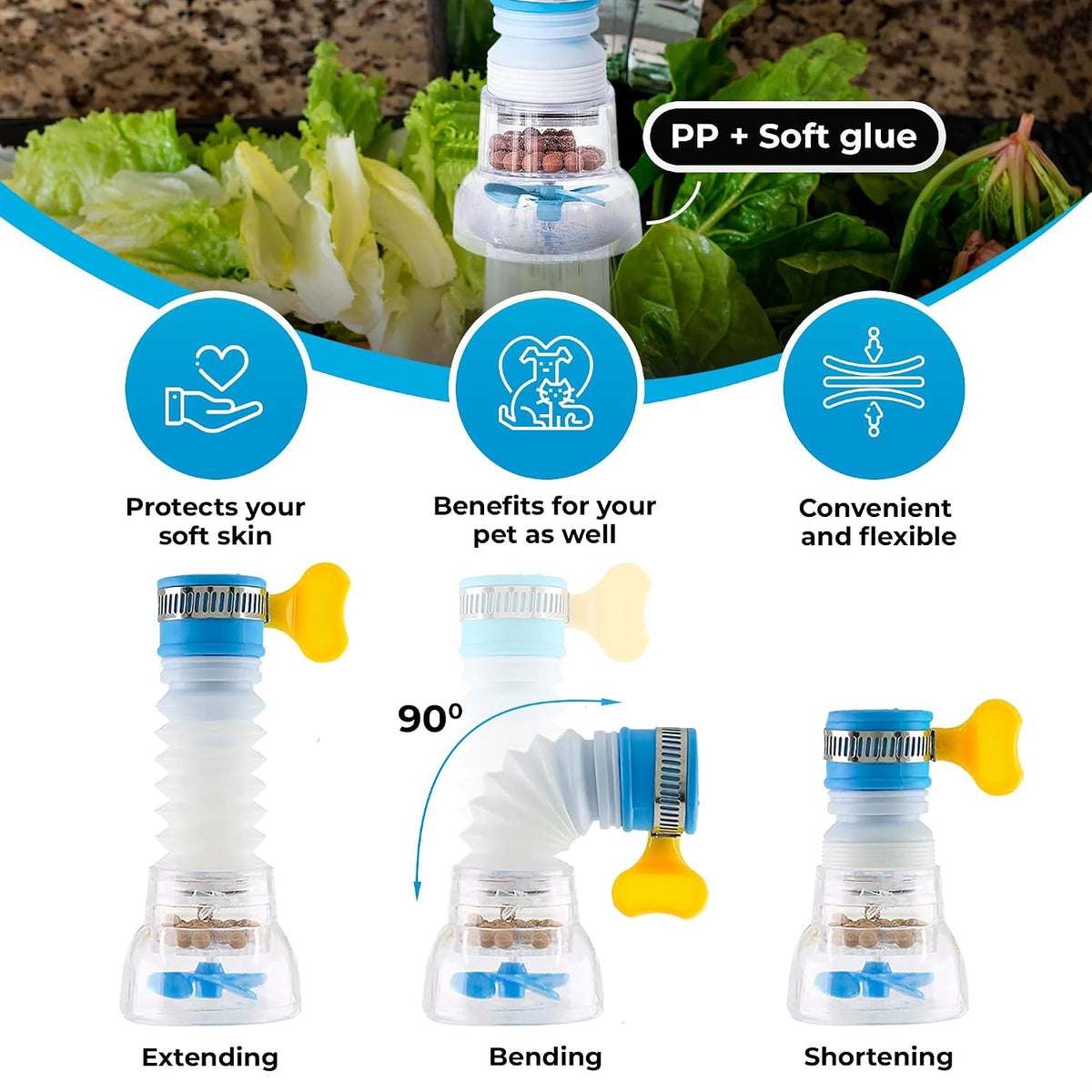 3-Pack 360° Rotating Faucet Extenders with Splash Filter