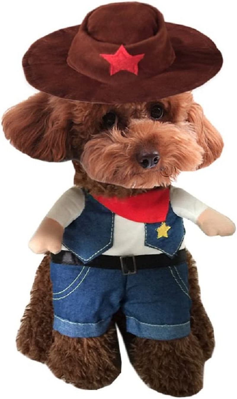 Cowboy Pet Costume with Hat for Cats and Small Dogs, Small