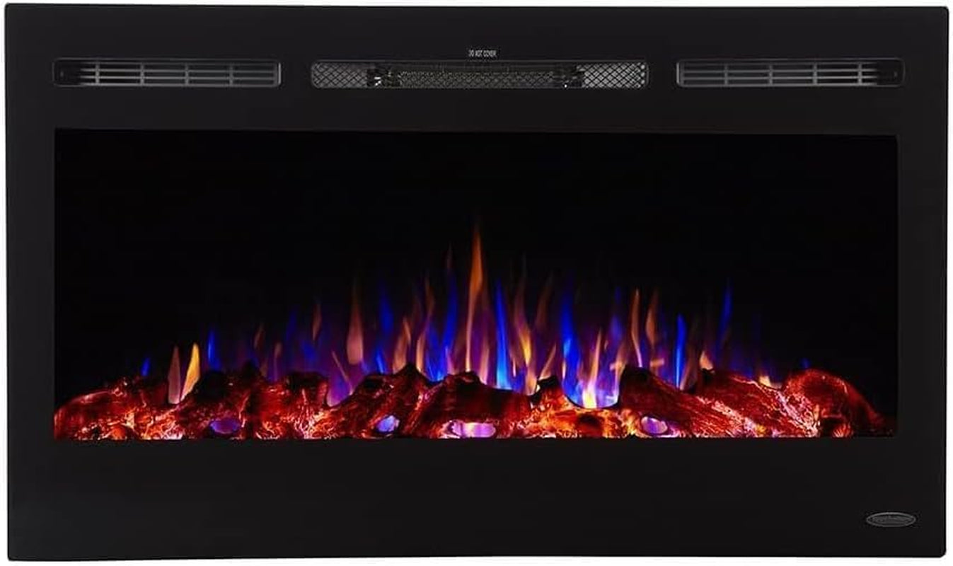 Transform Your Space with the Smart Electric Fireplace - 36" In-Wall Recessed Design, 30 Ember & Flame Colors, 1,500W Heater, Alexa/WiFi Enabled, Log & Crystal Options