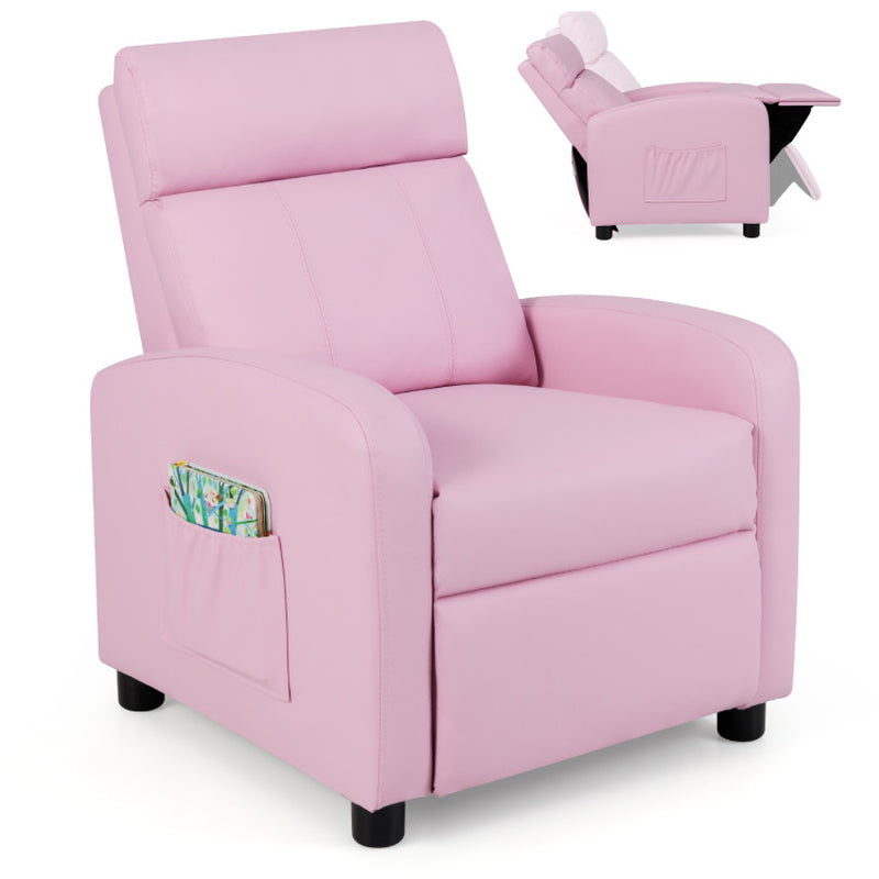 Ergonomic PU Leather Kids Recliner Sofa - Perfect Lounge Chair for Ages 3-12!