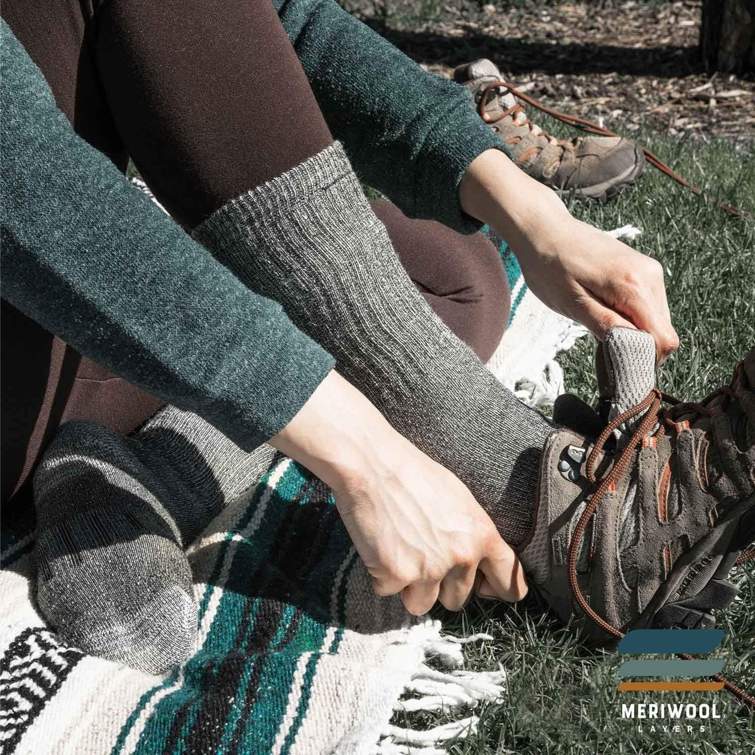 Ultimate Comfort Merino Wool Hiking Socks – 3 Pairs Midweight Cushioned for Men and Women – Warm & Breathable