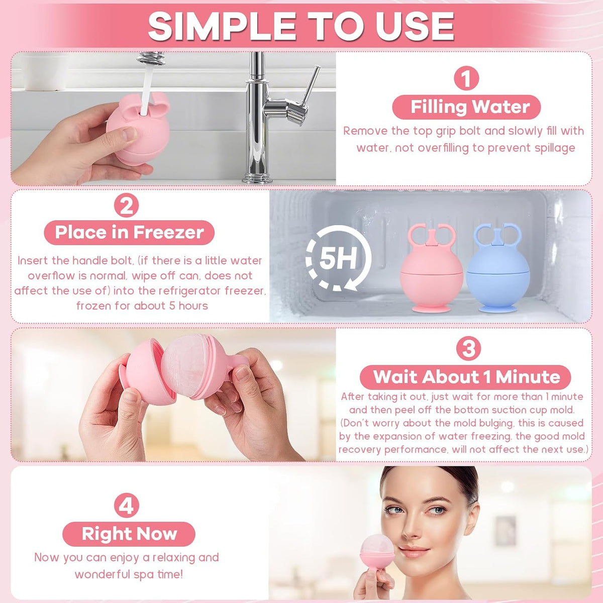 Face Ice Roller, 2-Pack, for Face, Neck and Body