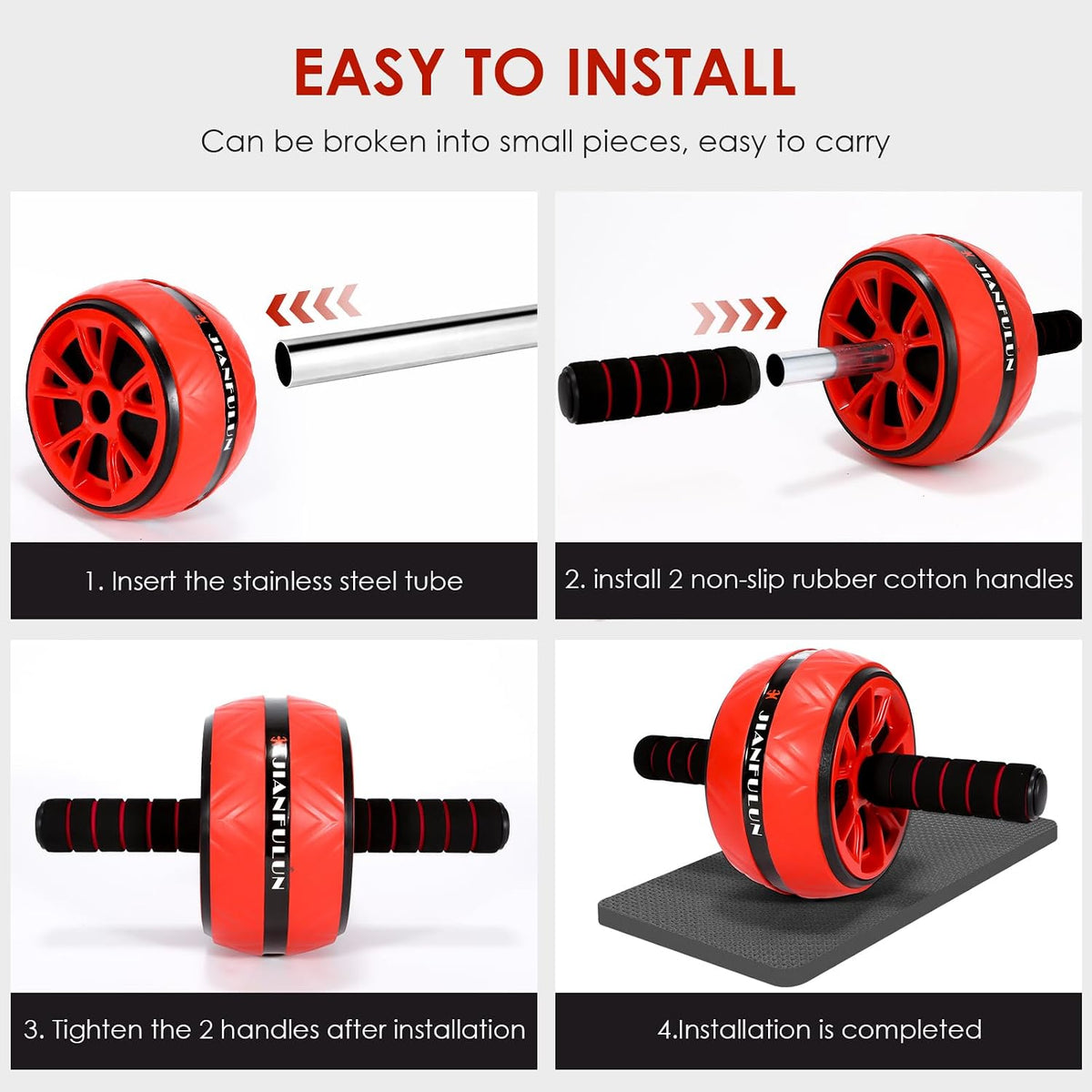 Ab Roller Wheel with Knee Pad and 2 Grip Strength Trainers