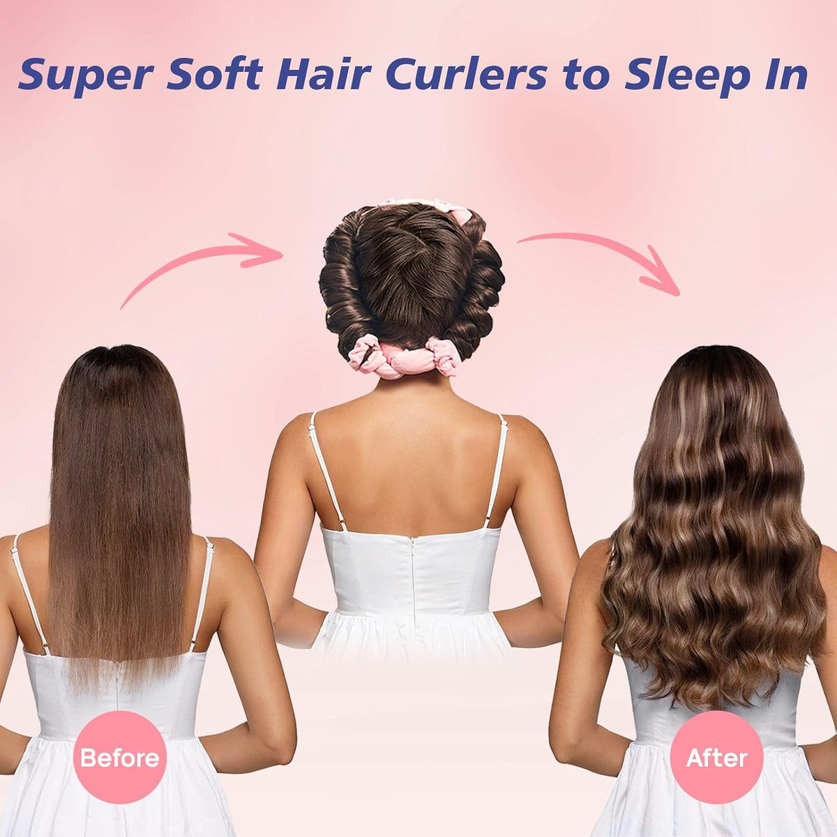 Heatless Curl Set with Scrunchies and Clips, Soft Velvet Overnight Curlers