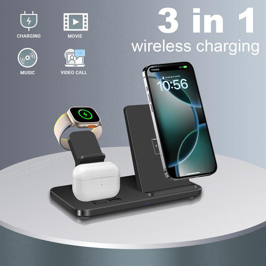 Ultimate 3-in-1 Wireless Charging Station for iPhone, Apple Watch, and AirPods - Compatible with iPhone 16, 15, 14, 13, 12, 11, X Pro Max & AirPods Pro 4 3