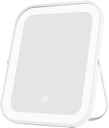 Rechargeable Lighted Makeup Mirror, 10 X 8 In, 3-Color Touch Lighting