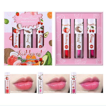 Color-Changing Fruit Lip Oil, 3-Pack, Hydrating Lip Glow Oil