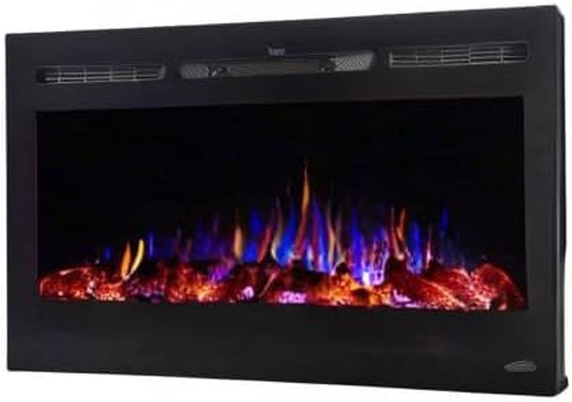 Transform Your Space with the Smart Electric Fireplace - 36" In-Wall Recessed Design, 30 Ember & Flame Colors, 1,500W Heater, Alexa/WiFi Enabled, Log & Crystal Options