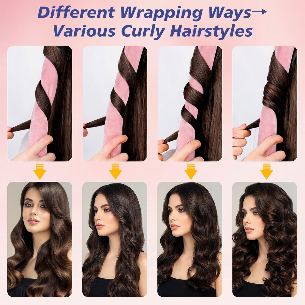 Heatless Curl Set with Scrunchies and Clips, Soft Velvet Overnight Curlers