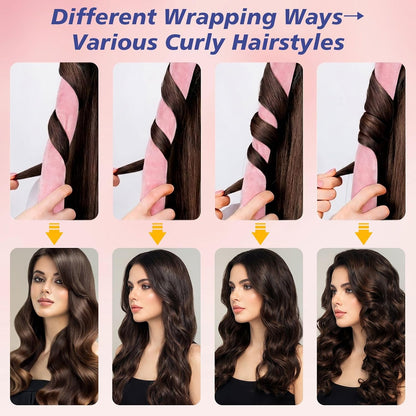 Heatless Curl Set with Scrunchies and Clips, Soft Velvet Overnight Curlers