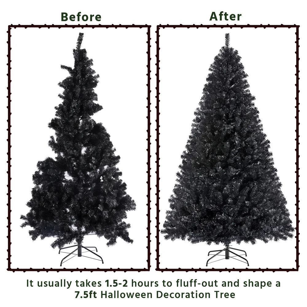 Stunning 7.5' Prelit Black Hinged Spruce Artificial Christmas Tree with Clear Incandescent Lights
