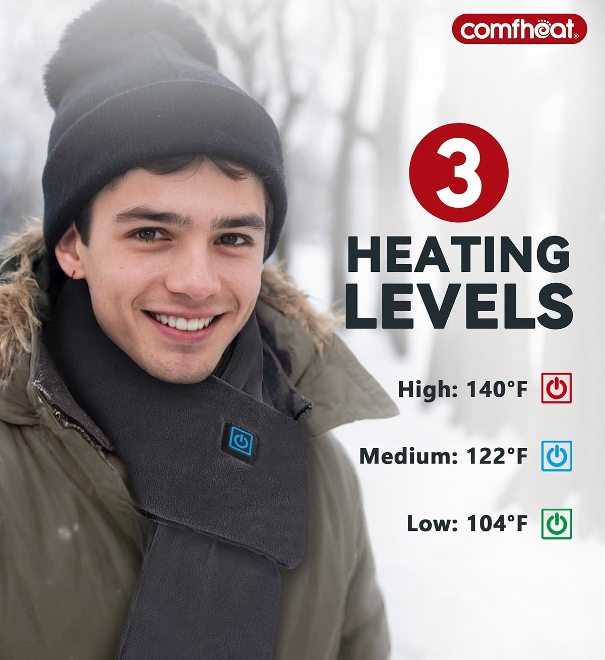 Cordless Heated Neck Wrap with 5000Mah Battery, Rechargeable Heated Scarf