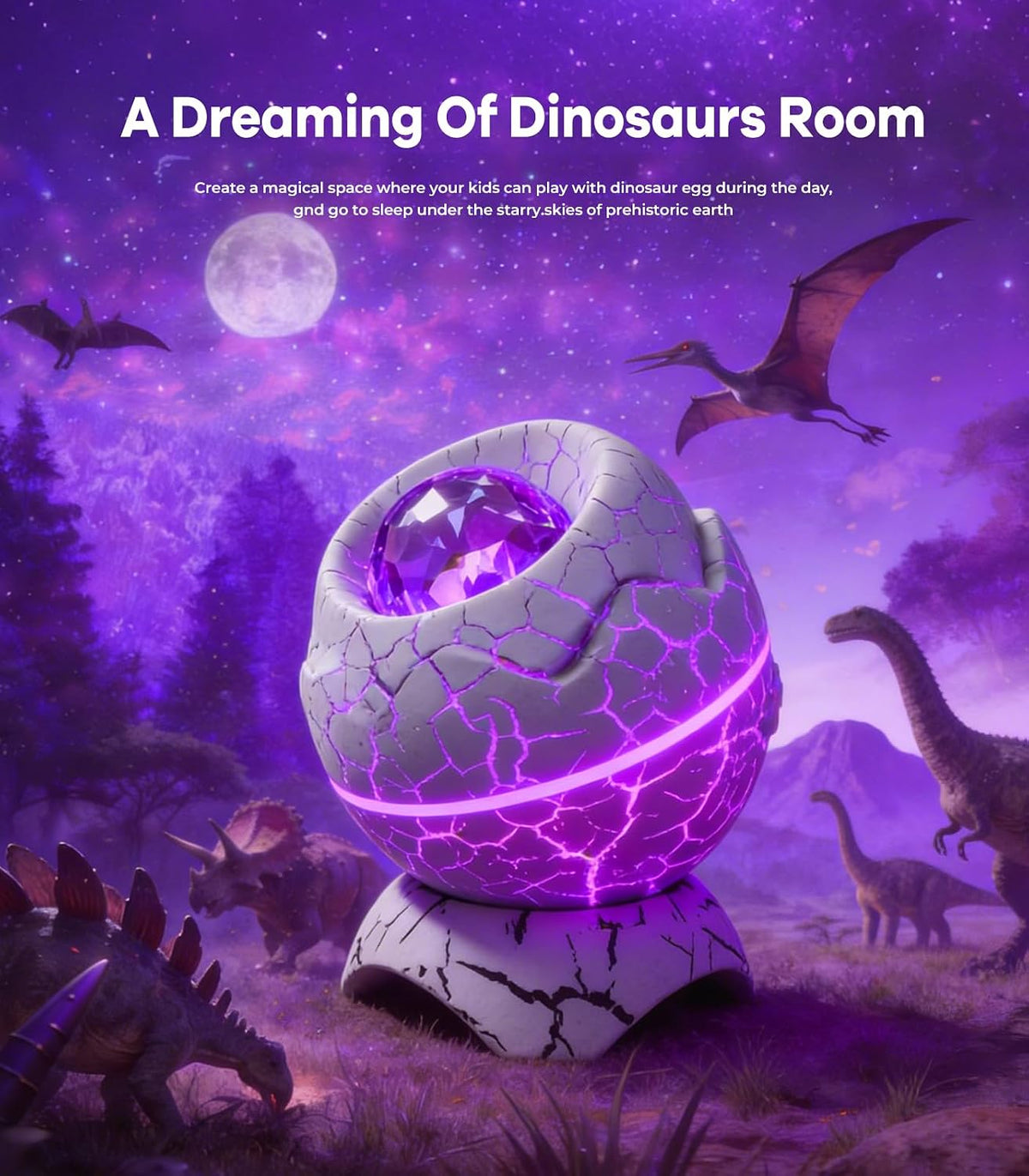 Dinosaur Egg Galaxy Star Projector with Nebula, Timer and Remote