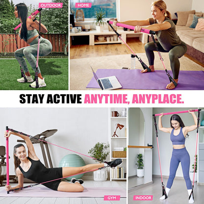 Pilates Bar Kit with Resistance Bands, Full-Body Home Workout