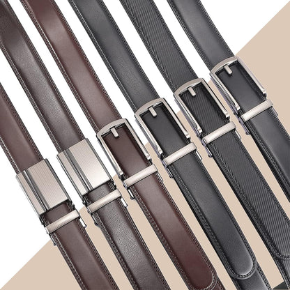 Men'S Leather Ratchet Belts, 2-Pack, Automatic Click Buckle, Trim to Fit