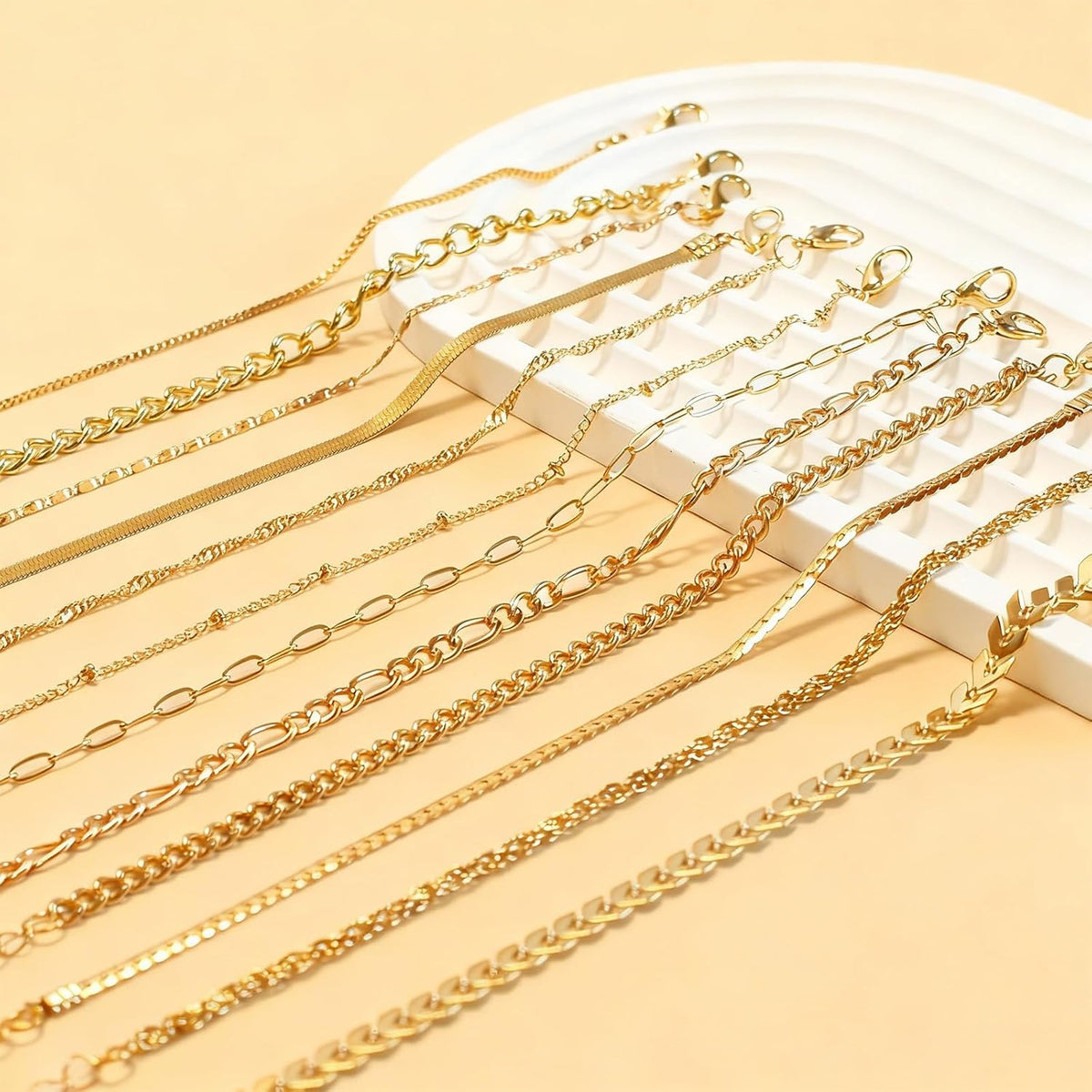 Gold Stack Bracelet Set, 12 Pieces, Gold Plated