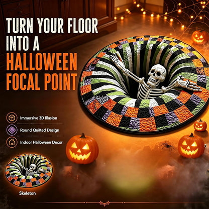 3D Optical Illusion Halloween Rug, 24 in round Non-Slip Mat