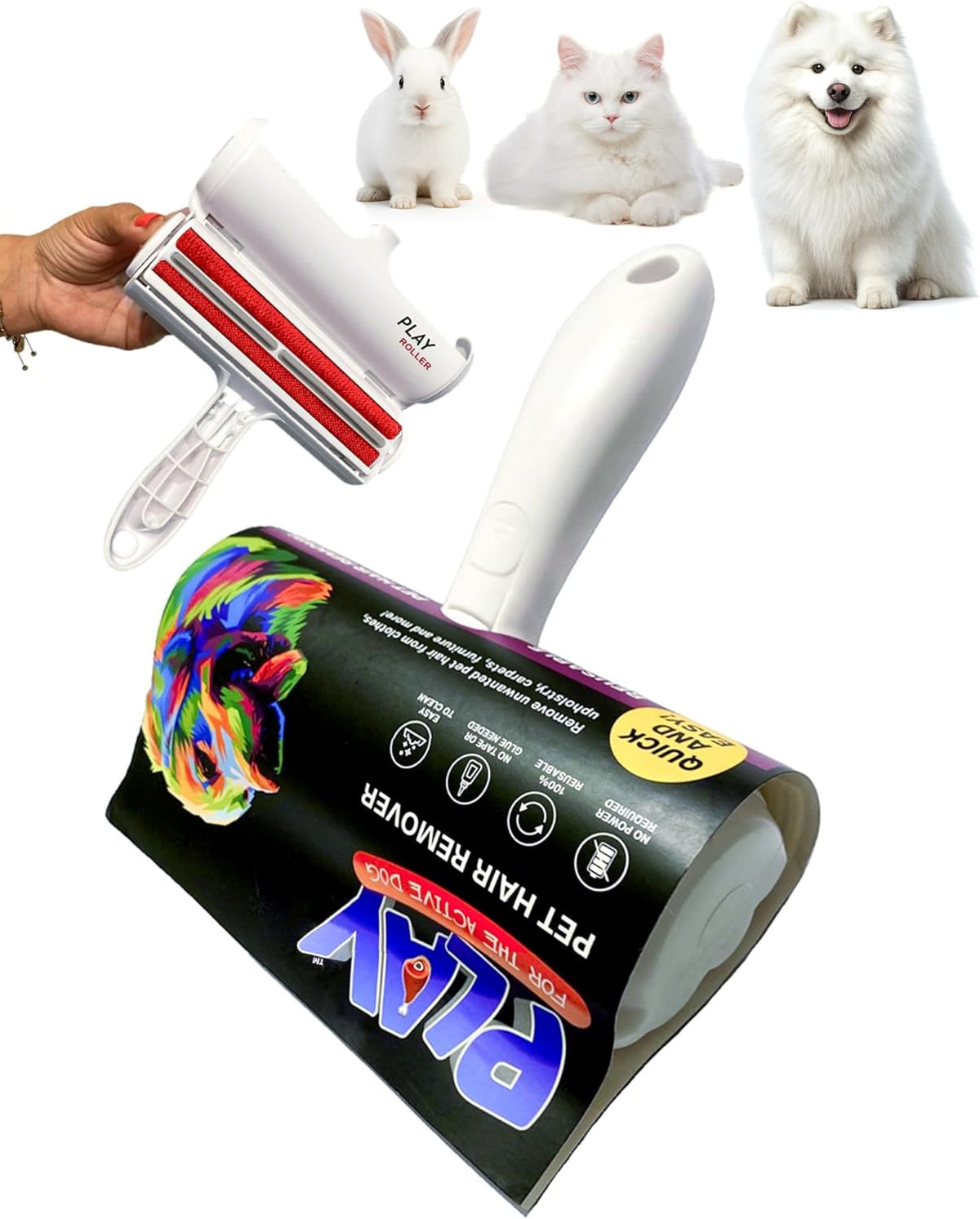 Reusable Pet Hair Remover Roller for Couch, Car, Carpet and Bedding