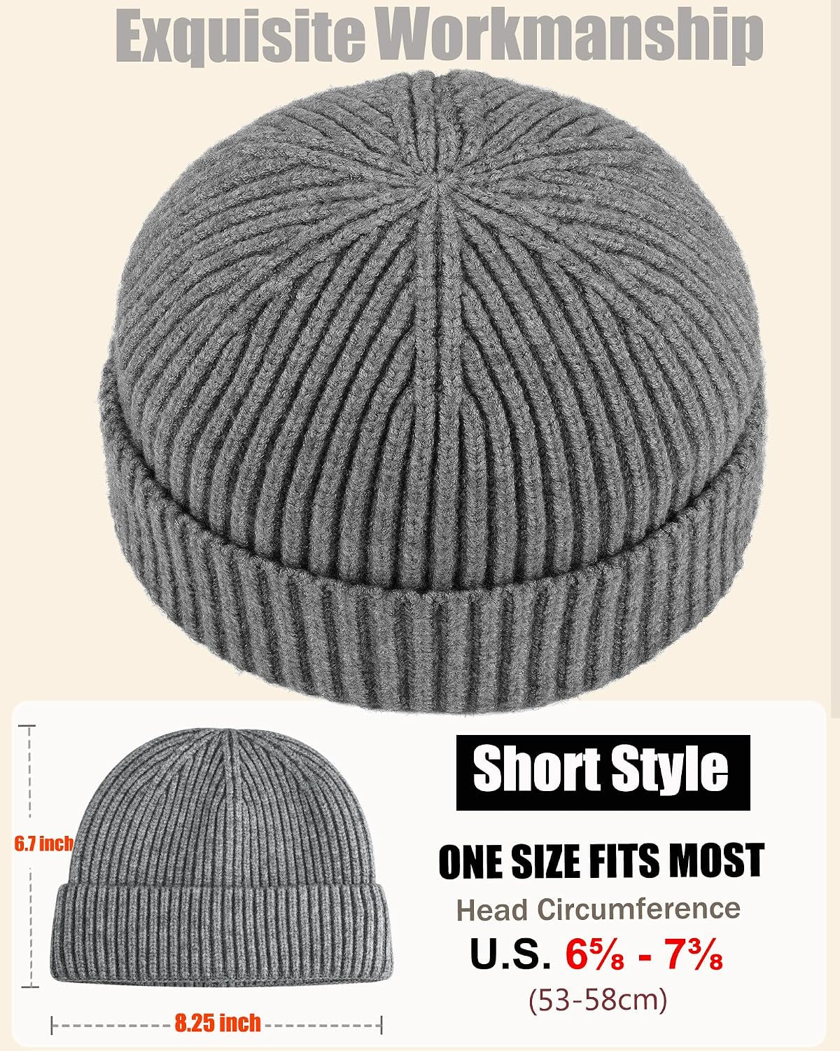 Cuffed Knit Fisherman Beanie, Wool Blend Winter Hat