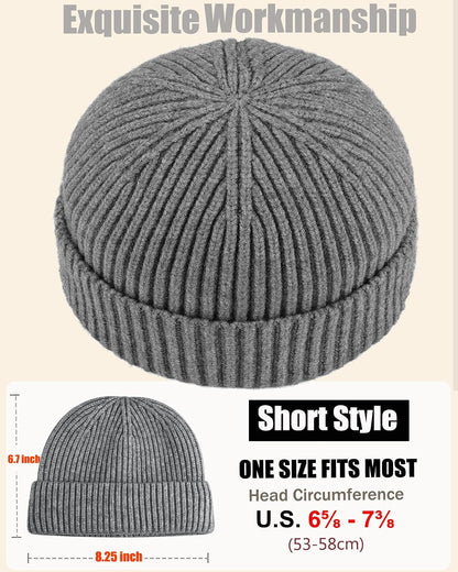 Cuffed Knit Fisherman Beanie, Wool Blend Winter Hat