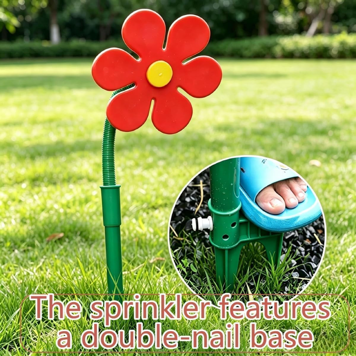360° Rotating Dancing Daisy Sprinkler for Lawn, Garden and Dogs, Red