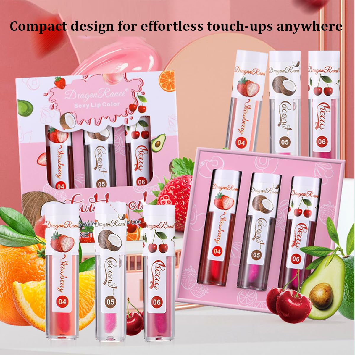 Color-Changing Fruit Lip Oil, 3-Pack, Hydrating Lip Glow Oil