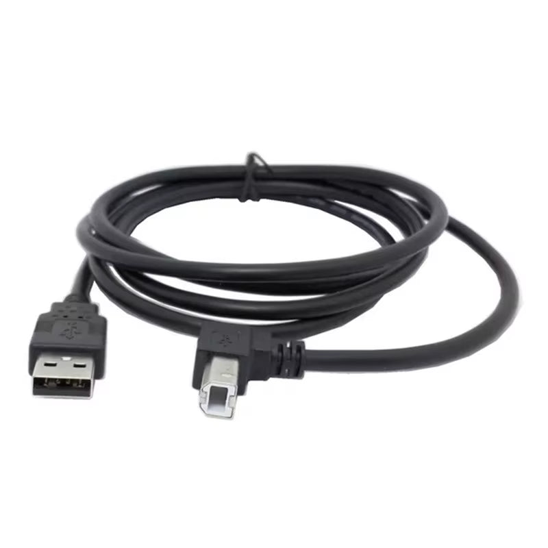 High-Speed USB 2.0 Male to Male Angled Cable for Printers & Scanners - 90 Degree Bend, 0.3M to 1.5M Length Options