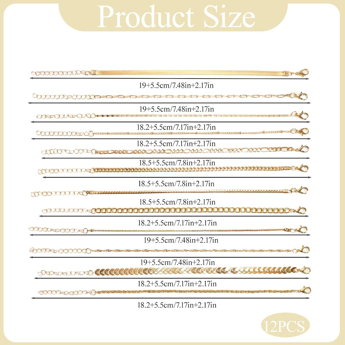 Gold Stack Bracelet Set, 12 Pieces, Gold Plated