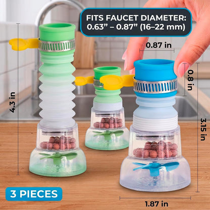 3-Pack 360° Rotating Faucet Extenders with Splash Filter