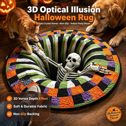 3D Optical Illusion Halloween Rug, 24 in round Non-Slip Mat