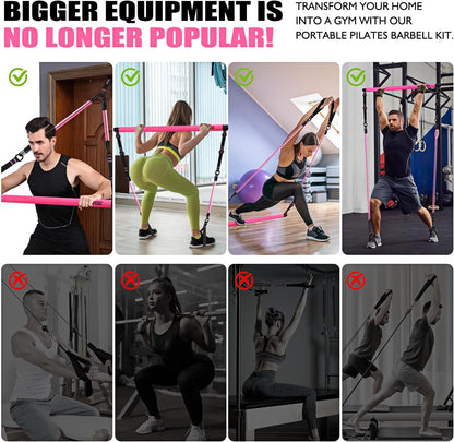 Pilates Bar Kit with Resistance Bands, Full-Body Home Workout