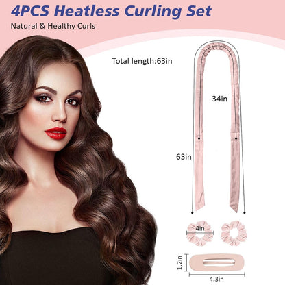 Heatless Curl Set with Scrunchies and Clips, Soft Velvet Overnight Curlers