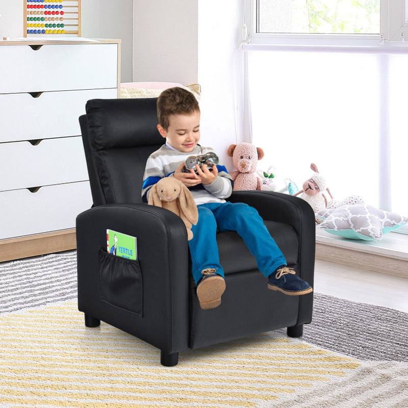 Ergonomic PU Leather Kids Recliner Sofa - Perfect Lounge Chair for Ages 3-12!