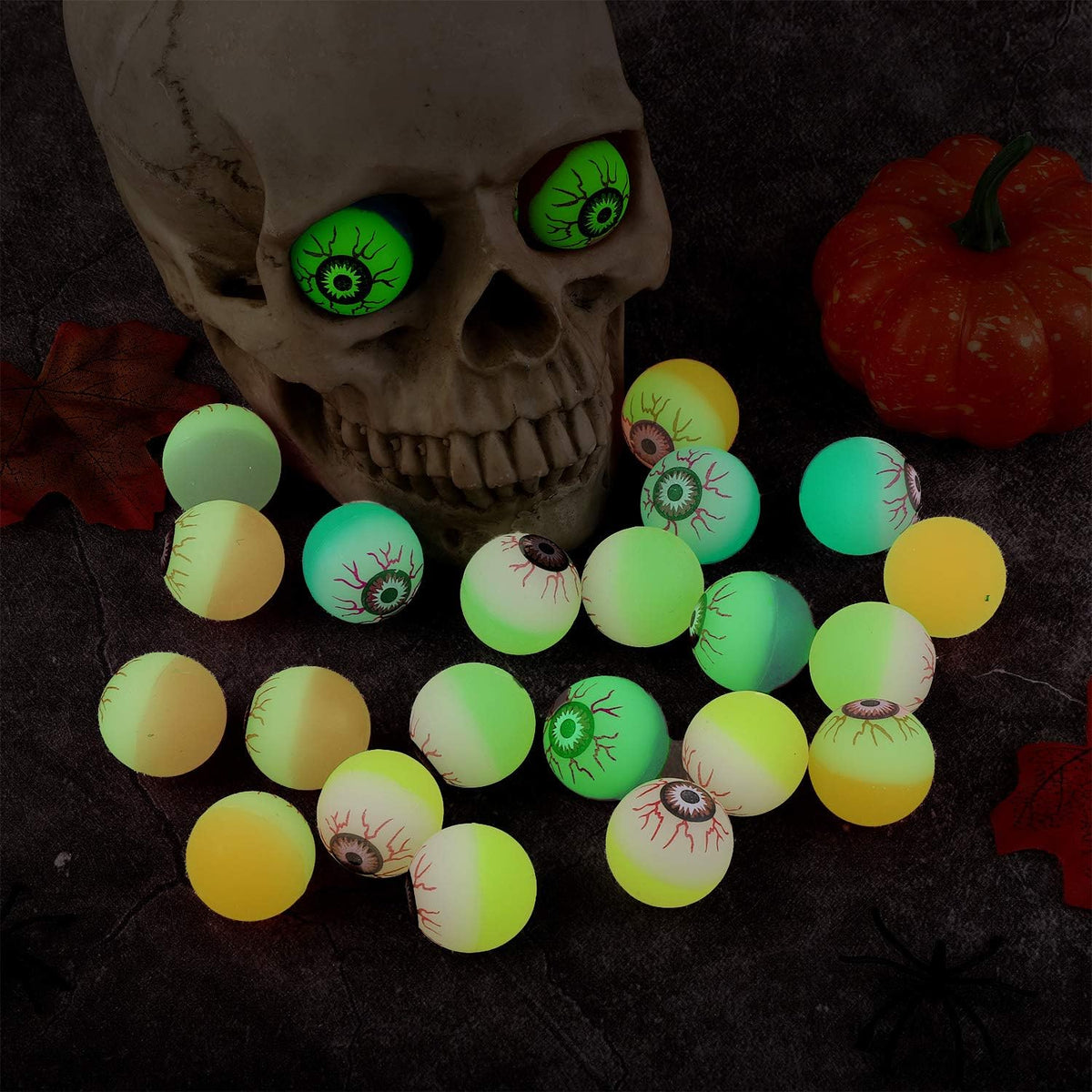 24-Pack Glow-In-The-Dark Bouncing Eyeball Balls for Halloween