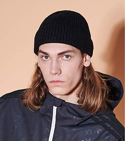 Cuffed Knit Fisherman Beanie, Wool Blend Winter Hat