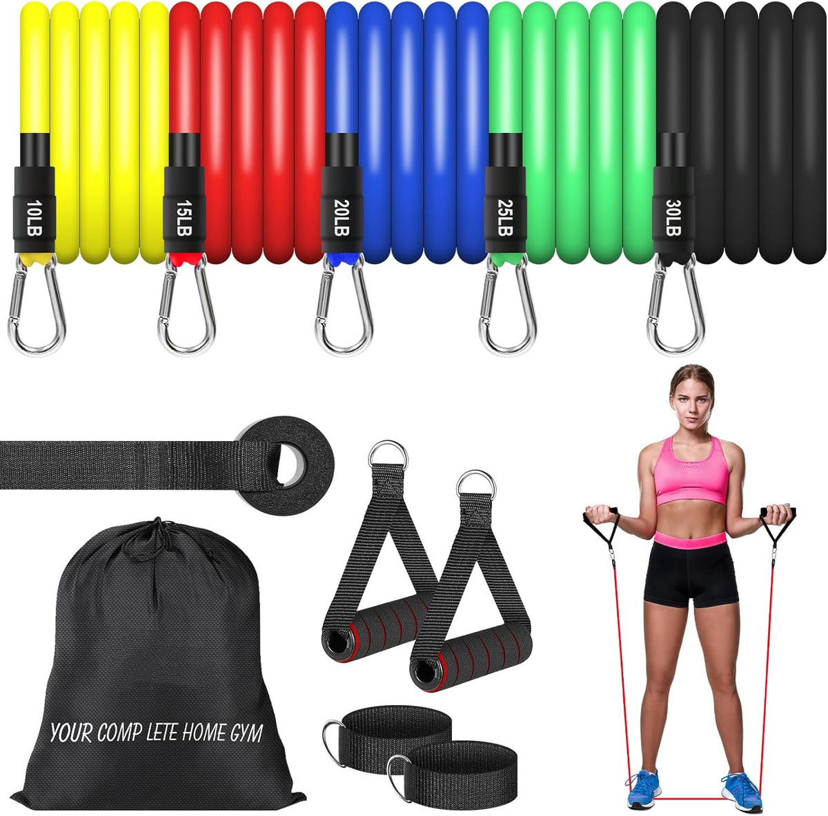 Resistance Bands Set with Handles, 5 Resistance Levels