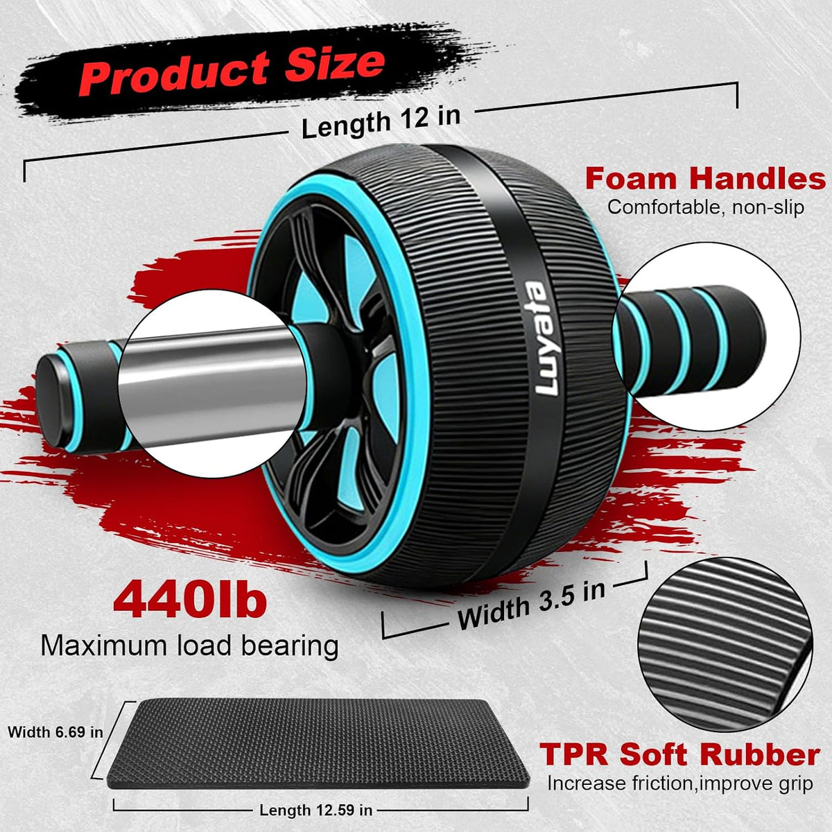 10-In-1 Ab Roller Wheel Kit with Resistance Bands, Knee Mat, Jump Rope and Push-Up Bars
