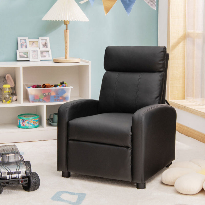 Ergonomic PU Leather Kids Recliner Sofa - Perfect Lounge Chair for Ages 3-12!