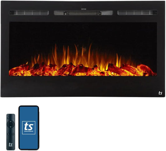 Transform Your Space with the Smart Electric Fireplace - 36" In-Wall Recessed Design, 30 Ember & Flame Colors, 1,500W Heater, Alexa/WiFi Enabled, Log & Crystal Options