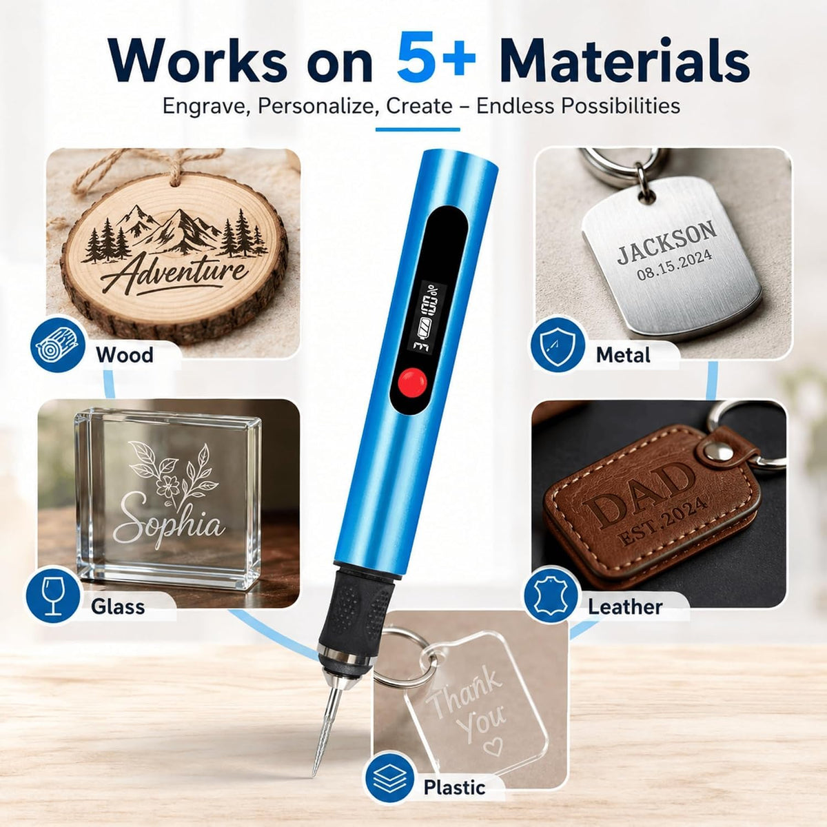 Cordless Engraving Pen with 35 Bits, 3-Speed Rechargeable Engraver for Metal, Wood and Glass