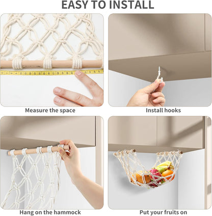 Under-Cabinet Hanging Fruit Hammock with 2 Hooks