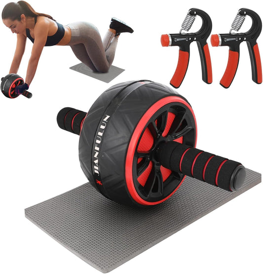 Ab Roller Wheel with Knee Pad and 2 Grip Strength Trainers