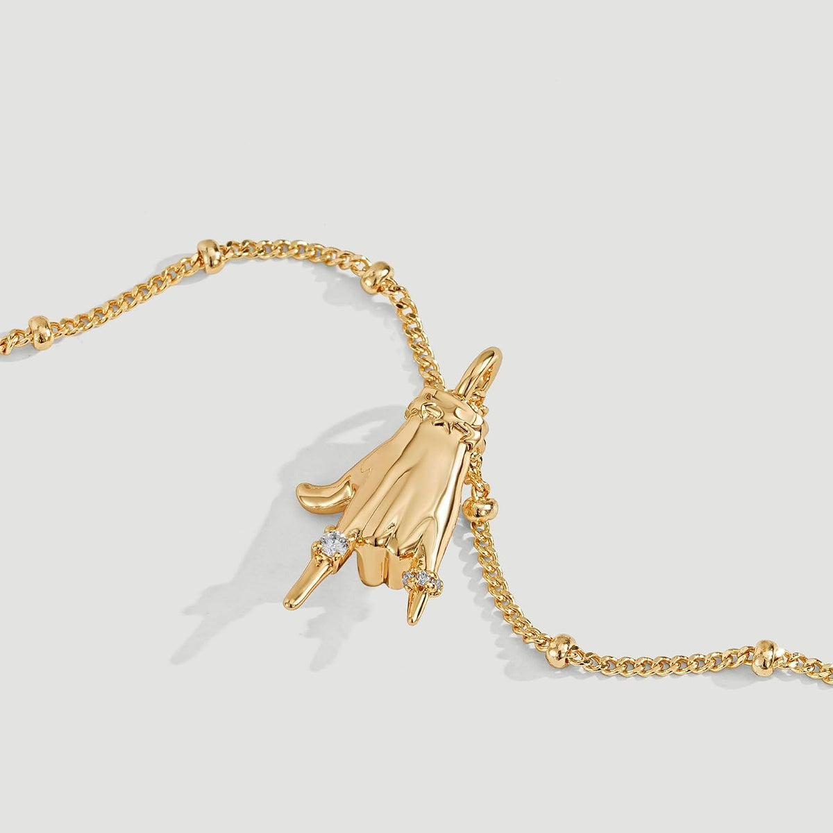 Dainty Gold Sign-Language Hand Pendant Necklace, 14K Gold Plated
