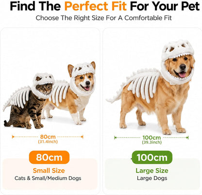 Glow-In-The-Dark Plush Pet Dinosaur Costume, White, Small
