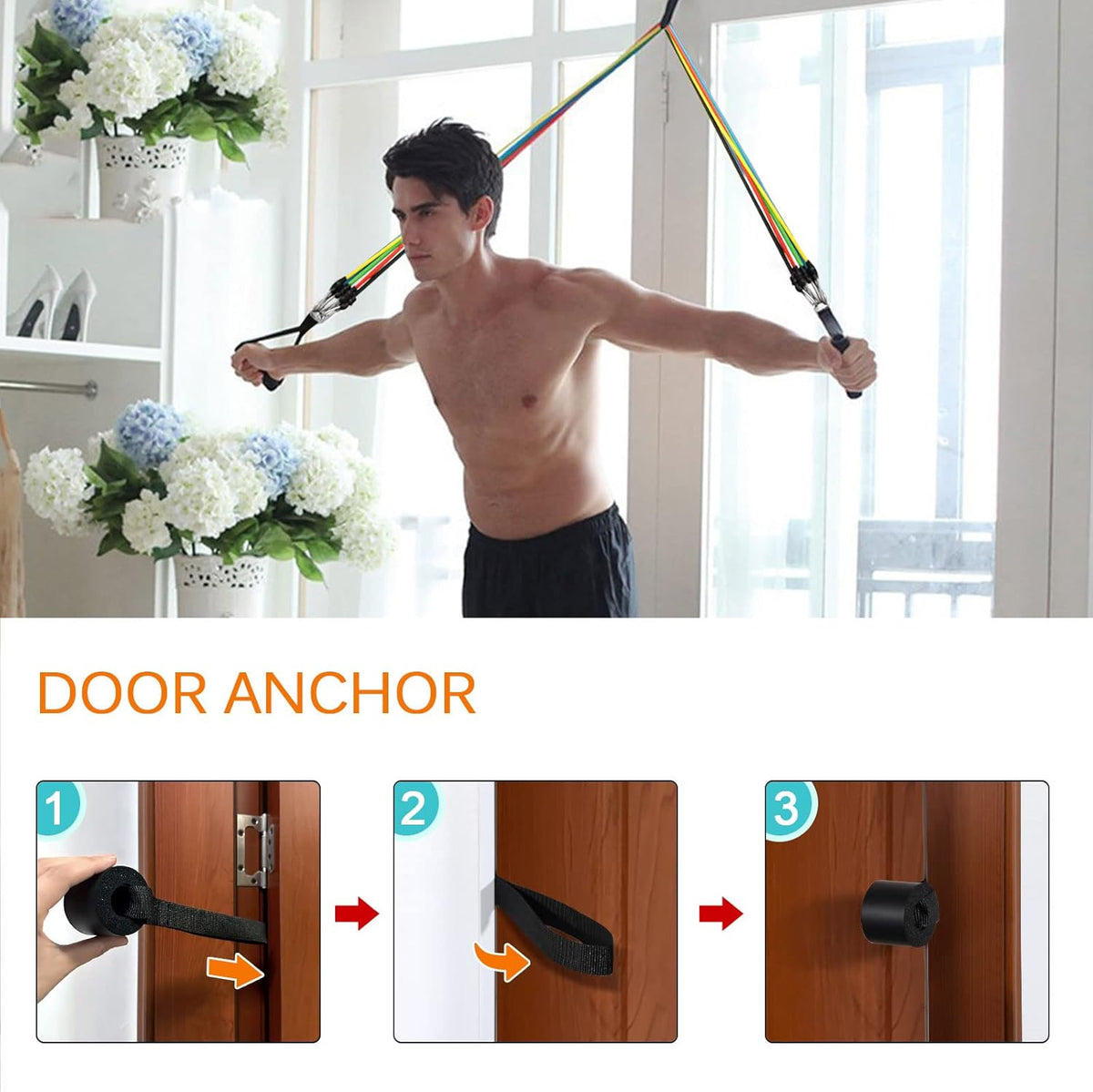 Resistance Bands Set with Handles, 5 Resistance Levels