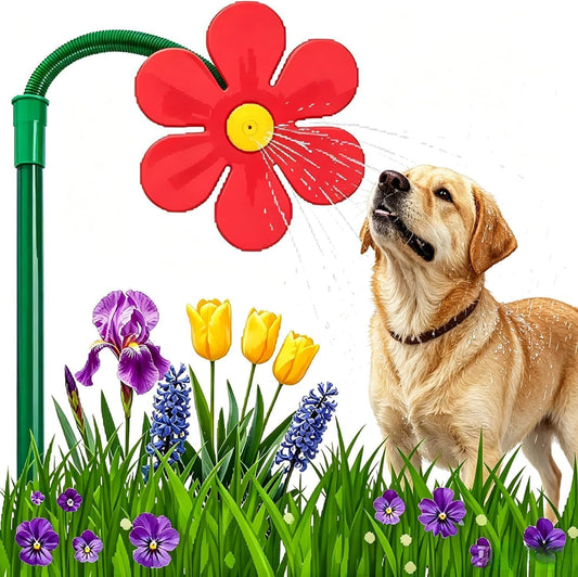 360° Rotating Dancing Daisy Sprinkler for Lawn, Garden and Dogs, Red